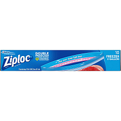 Ziploc&reg; 2-Gallon Freezer Bags Extra Large Size - 2 gal Capacity - 13" - Zipper Closure - Clear - Food, Money, Meat, Poultry, Fish, Soup - 10 / Box (665258)