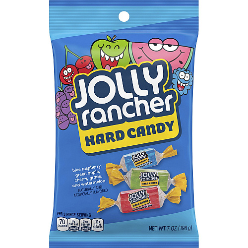 Jolly Rancher Hard Candy Green Apple, Blue Raspberry, Cherry, Watermelon, Grape - Individually Wrapped, Trans Fat Free - 7 oz - 12 / Carton (70230)
