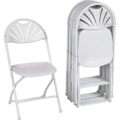 Dorel Zown Premium Fan Back Folding Chair White Seat Color - White Back Color - Polyethylene Back Material - White Frame Color - Powder Coated Steel Frame Material - Four-legged Base - 8 / Carton (60542WHT8E)