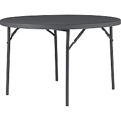 Dorel Zown Commercial Round Blow Mold Fold Table Round Top - 4 Legs - 750 lb Capacity - 48" Table Top Diameter - 29.30" Height - Gray - High-density Polyethylene (HDPE), Resin - 1 Each (60533SGY1E) Dorel Zown Commercial Round Blow Mold Fold Table Round Top - 4 Legs - 750 lb Capacity - 48" Table Top Diameter - 29.30" Height - Gray - High-density Polyethylene (HDPE), Resin - 1 Each (60533SGY1E)