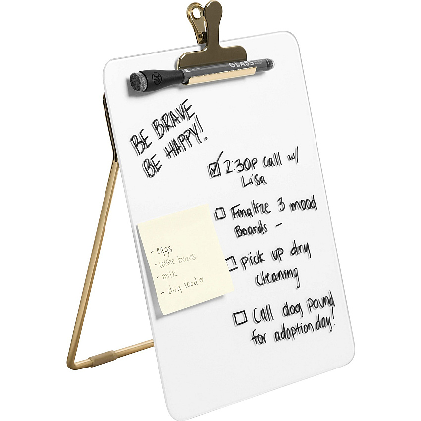 U Brands Glass Dry-Erase Desktop Easel 8.5" (0.7 ft) Width x 11" (0.9 ft) Height - Tempered Glass Surface - Rectangle - Vertical - 1 Each (4974A0106)
