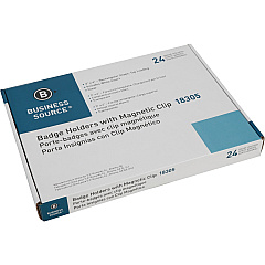 Business Source Magnetic Name Badges 3" Height x 4" Width - Rubber - White - 24 / Pack (BSN18305)