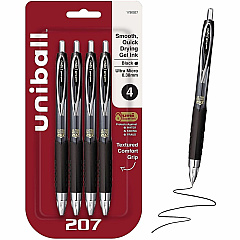 uni-ball uniball™ 207 Gel Pen Ultra Micro Conical Pen Point - Refillable - Retractable - Black Ink - Gel-based, Pigment-based - Plastic Barrel - Tungsten Carbide, Stainless Steel Tip - 4 / Pack (1790927) uni-ball uniball™ 207 Gel Pen Ultra Micro Conical Pen Point - Refillable - Retractable - Black Ink - Gel-based, Pigment-based - Plastic Barrel - Tungsten Carbide, Stainless Steel Tip - 4 / Pack (1790927)