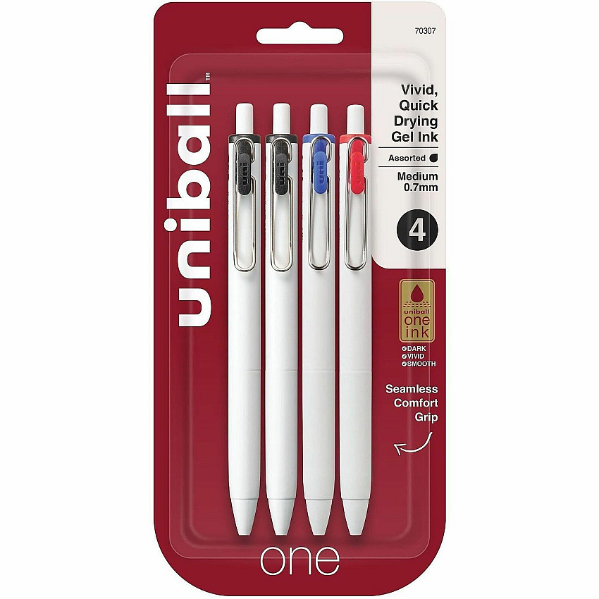 uni-ball uniball™ ONE Gel Pen 0.7 mm Medium Pen Point - Multi Ink - Gel-based - 4 / Pack (70307)