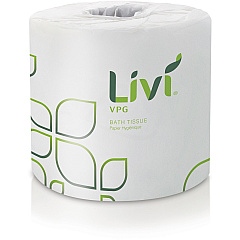 Solaris Paper Livi VPG Bath Tissue 2 Ply - 400 Sheets/Roll - Leaf Emboss Pattern - White - Fiber - 96 Rolls Per CartonCarton - 96 / Carton (21722)