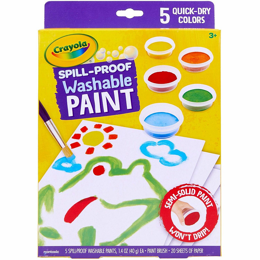 Crayola Spill Proof Washable Paint Set 5 Color(s) - Multicolor - Washable - 1 Kit (541092)