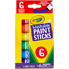Crayola Washable Paint Sticks Red, Orange, Yellow, Blue, Green, Purple - Washable - 6 / Pack (546207) Crayola Washable Paint Sticks Red, Orange, Yellow, Blue, Green, Purple - Washable - 6 / Pack (546207)