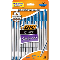 BIC Cristal Ballpoint Stick Pens Medium Pen Point - Blue Ink - Clear Barrel - 1 Pack (MSP10BE) BIC Cristal Ballpoint Stick Pens Medium Pen Point - Blue Ink - Clear Barrel - 1 Pack (MSP10BE)