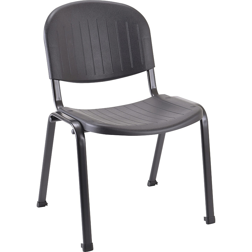 Lorell Low-Back Stack Chairs Polypropylene Seat Material - Polypropylene Back Material - Low Back - Four-legged Base - Black - 4 / Carton (LLR62125)