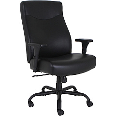 Lorell Big & Tall Executive High-Back Chair With Adjustable Arms Black Seat Color - Bonded Leather Seat Material - Black Back Color - Bonded Leather Back Material - High Back - 5-star Base - Armrest - 1 Each (LLR48846)