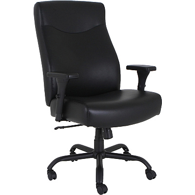 Lorell Big & Tall Executive High-Back Chair With Adjustable Arms Black Seat Color - Bonded Leather Seat Material - Black Back Color - Bonded Leather Back Material - High Back - 5-star Base - Armrest - 1 Each (LLR48846)