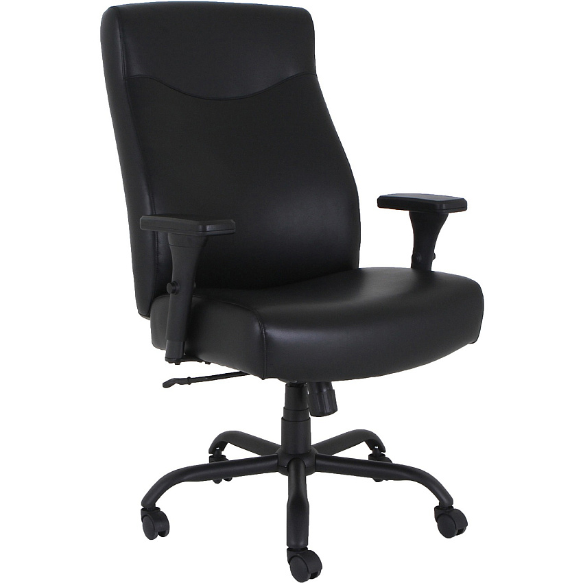 Lorell Big & Tall Executive High-Back Chair With Adjustable Arms Black Seat Color - Bonded Leather Seat Material - Black Back Color - Bonded Leather Back Material - High Back - 5-star Base - Armrest - 1 Each (LLR48846)