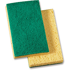 Genuine Joe Medium-Duty Sponge Scrubber 3.6" Width x 3.5" Depth x 6.1" Length - 20 / Carton - Cellulose - Green, Yellow (GJO18389)