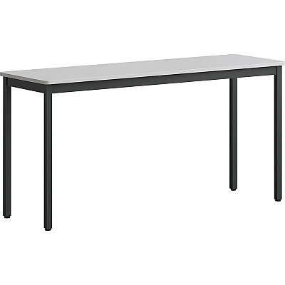 Lorell Utility Table Gray Rectangle, Laminated Top - Powder Coated Black Base - 500 lb Capacity - 59.87" Table Top Width x 18.13" Table Top Depth - 30" Height - Assembly Required - Melamine Top Material - 1 Each (LLR60754)