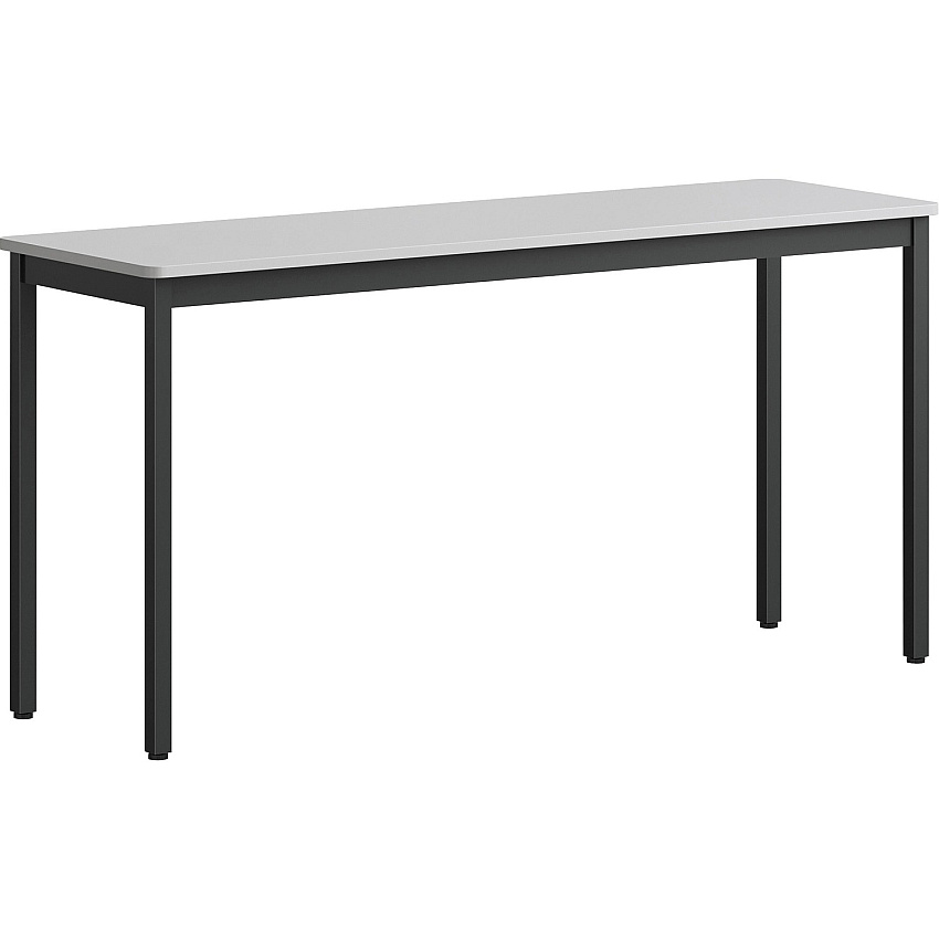 Lorell Utility Table Gray Rectangle, Laminated Top - Powder Coated Black Base - 500 lb Capacity - 59.87" Table Top Width x 18.13" Table Top Depth - 30" Height - Assembly Required - Melamine Top Material - 1 Each (LLR60754)