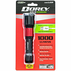 Dorcy Ultra 1000 Lumen USB Rechargeable Flashlight With Powerbank LED - 1000 lm Lumen - 1 - Lithium Ion (Li-Ion) - Battery Rechargeable - Battery - Anodized Aluminum - Water Resistant, Impact Resistant - Black - 1 Each (414358)