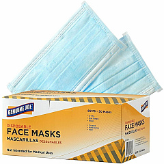 Genuine Joe Disposable Face Mask Recommended for: Face - Particulate Protection - Blue - Disposable, Latex-free, Breathable, Comfortable, Elastic Loop, Earloop Style Mask, Flexible - 50 / Box (GJO85176)