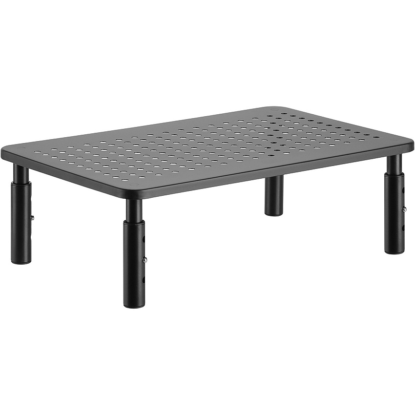 Lorell Height-Adjustable Device Stand 44 lb Load Capacity - 5.50" Height x 9.25" Width x 14.50" Depth - Desktop - Steel - Black - 1 Each (LLR18329)