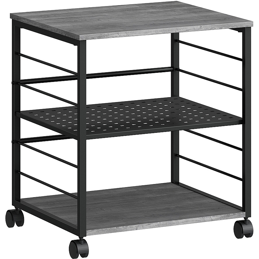 Lorell Deskside Mobile Machine Stand 200 lb Load Capacity - 26.50" Height x 23.60" Width x 19.60" Depth - Desk - Powder Coated - Metal, Laminate, Polyvinyl Chloride (PVC) - Charcoal, Black - 1 Each (LLR60263)