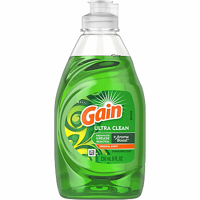 Gain Ultra Original Scent Dishwashing Liquid 8 fl oz (0.3 quart) - Clean Scent - Green - 12 / Carton (98110)