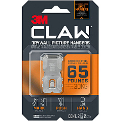 3M CLAW Drywall Picture Hanger 65 lb (29.48 kg) Capacity - 1.2" Width x 2" Length - for Pictures, Project, Mirror, Frame, Home, Decoration - Steel - Gray - 2 / Pack (3PH65M2ES) 3M CLAW Drywall Picture Hanger 65 lb (29.48 kg) Capacity - 1.2" Width x 2" Length - for Pictures, Project, Mirror, Frame, Home, Decoration - Steel - Gray - 2 / Pack (3PH65M2ES)
