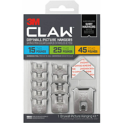 3M CLAW Drywall Picture Hanger 45 lb (20.41 kg), 25 lb (11.34 kg), 15 lb (6.80 kg) Capacity - 1.2" Width x 2" Length - for Pictures, Project, Mirror, Frame, Home, Decoration - Steel - Gray - 10 / Pack (3PHKITM10ES) 3M CLAW Drywall Picture Hanger 45 lb (20.41 kg), 25 lb (11.34 kg), 15 lb (6.80 kg) Capacity - 1.2" Width x 2" Length - for Pictures, Project, Mirror, Frame, Home, Decoration - Steel - Gray - 10 / Pack (3PHKITM10ES)