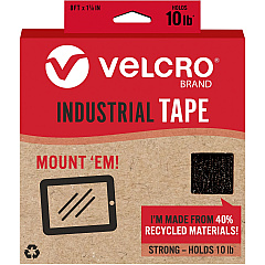 VELCRO&reg; Eco Collection Adhesive Backed Tape 8 ft Length x 1.88" Width - Black - 1 Each (30190)