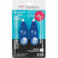 Tombow Refill 2-Pack, MONO Air Touch Adhesive 17.50 yd Length x 0.33" Width - White - 1 Pack (62153)