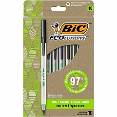 BIC Ecolutions Round Stic Ball Point Pen 1.0 mm Medium Pen Point - Black Ink - Semi-transparent Barrel - 10 / Pack (GSME10BK) BIC Ecolutions Round Stic Ball Point Pen 1.0 mm Medium Pen Point - Black Ink - Semi-transparent Barrel - 10 / Pack (GSME10BK)
