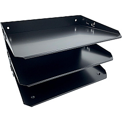 Huron Horizontal Slots Desk Organizer 3 Compartment(s) - Horizontal - 6" Height x 12" Width x 8.75" Depth - Durable - Black - Steel - 1 Each (HASZ0159)