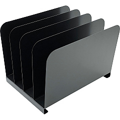 Huron Vertical Desk Organizer 4 Compartment(s) - Vertical - 7.75" Height x 11" Width x 11" Depth - Durable - Black - Steel - 1 Each (HASZ0147)