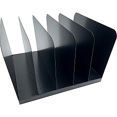 Huron Vertical Desk Organizer 5 Compartment(s) - Vertical - 7.75" Height x 11" Width x 12.50" Depth - Durable - Black - Steel - 1 Each (HASZ0145)