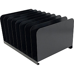 Huron Vertical Desk Organizer 8 Compartment(s) - Vertical - 7.75" Height x 11" Width x 15" Depth - Durable - Black - Steel - 1 Each (HASZ0146)