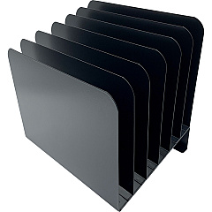 Huron Slanted Vertical Slots Desktop Organizer 8 Compartment(s) - Vertical - 10" Height x 9.75" Width x 11" Depth - Durable - Black - Steel - 1 Each (HASZ0156)