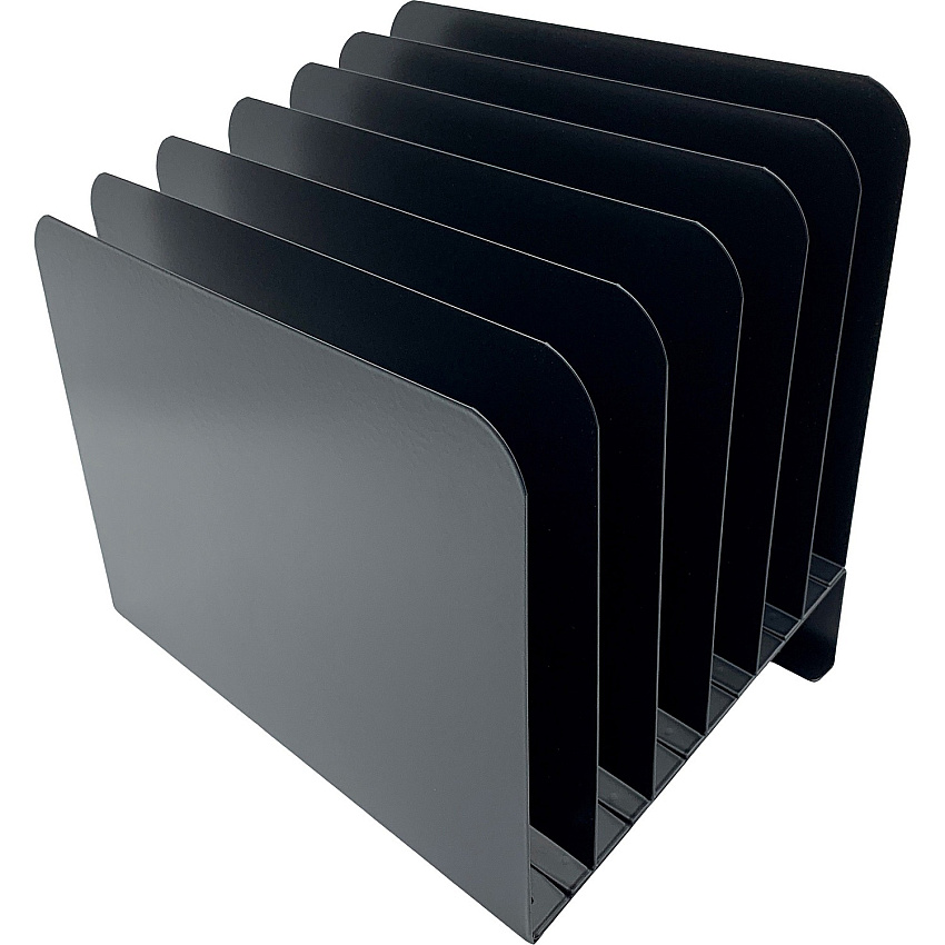 Huron Slanted Vertical Slots Desktop Organizer 8 Compartment(s) - Vertical - 10" Height x 9.75" Width x 11" Depth - Durable - Black - Steel - 1 Each (HASZ0156)