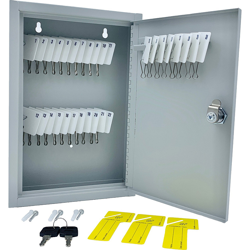 Huron Slotted Heavy-duty Key Cabinet Keyhole Slot, Heavy Duty, Durable, Locking System - Gray - Steel - 1 Each (HASZ0126)