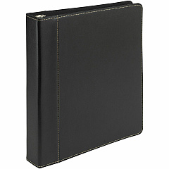 Samsill Contrast Stitch Leather Ring Binder 1" Binder Capacity - Letter - 8 1/2" x 11" Sheet Size - 200 Sheet Capacity - 1" Ring - Fastener: Round Ring - Pocket: 2, Internal - Bonded Leather, LeatherGrain - Black - Durable, Spine, Rivet - 1 Each (15710) Samsill Contrast Stitch Leather Ring Binder 1" Binder Capacity - Letter - 8 1/2" x 11" Sheet Size - 200 Sheet Capacity - 1" Ring - Fastener: Round Ring - Pocket: 2, Internal - Bonded Leather, LeatherGrain - Black - Durable, Spine, Rivet - 1 Each (15710)