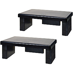 Data Accessories Company Stax MP-107 Monitor Riser Stand 66 lb Load Capacity - 4.75" Height x 13" Width x 10.50" Depth - Recycled Plastic - Black - 2 / Pack (02160)