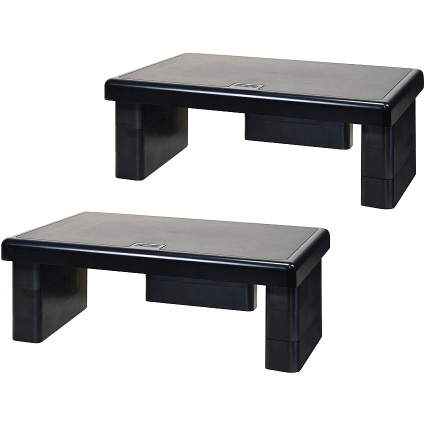Data Accessories Company Stax MP-107 Monitor Riser Stand 66 lb Load Capacity - 4.75" Height x 13" Width x 10.50" Depth - Recycled Plastic - Black - 2 / Pack (02160)