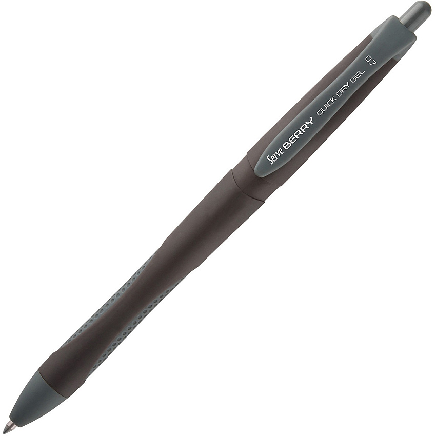 Serve Berry Quick-Dry Gel Ink Pen 0.7 mm Medium Pen Point - Retractable - Black Ink - Gel-based - Black Barrel - 1 Each (BRGEL0712SY)