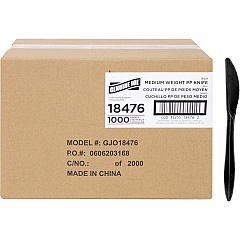 Genuine Joe Medium-weight Individually Wrapped Knives Knife - Breakroom - Disposable - Black - 1000 / Carton (GJO18476)