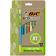 ecolutions Xtra Life Mechanical Pencil 0.7 mm Black Lead - #2, HB - Medium Point - Assorted Barrel - 12 / Dozen (MPE12)