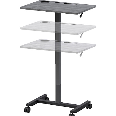Lorell Height-adjustable Mobile Desk Weathered Charcoal Laminate Top - Powder Coated Base - Height Adjustable - 30" to 43.63" Adjustment - 43" Height x 26.63" Width x 19.13" Depth - Assembly Required - 1 Each (LLR84837)