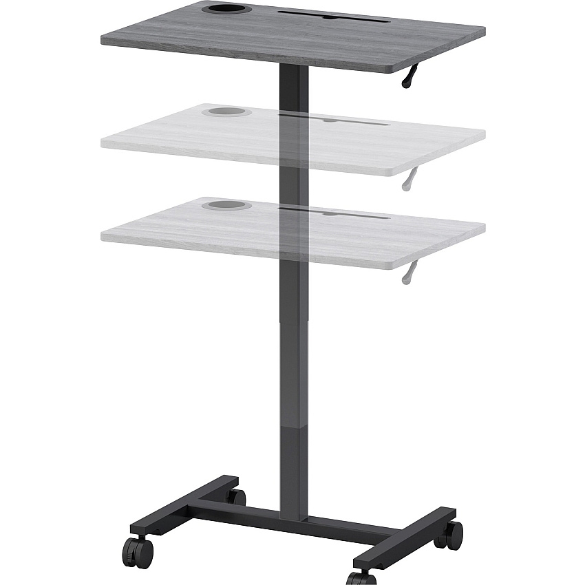 Lorell Height-adjustable Mobile Desk Weathered Charcoal Laminate Top - Powder Coated Base - Height Adjustable - 30" to 43.63" Adjustment - 43" Height x 26.63" Width x 19.13" Depth - Assembly Required - 1 Each (LLR84837)