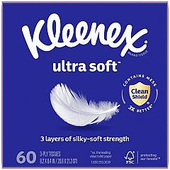 Kleenex Ultra Soft Tissues 3 Ply - WhiteBox - 65/Box - 1 Each (54277)