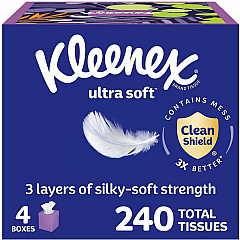 Kleenex Ultra Soft Tissues 3 Ply - WhiteBox - 60/Box - 4 / Pack (54308)
