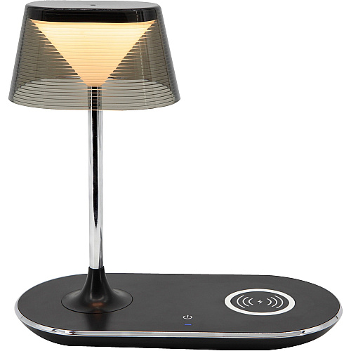 Data Accessories Company MP-328 LED Desk Lamp Qi Wireless Charging, USB Charging, Dimmable, Touch-activated, Adjustable Brightness - 350 lm Lumens - Metal, Plastic - Desk Mountable - Black - for Desk, Smartphone, Tablet - 1 Each (02356)