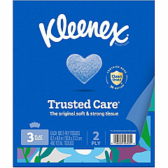 Kleenex trusted care Tissues 2 Ply - 8.40" Width x 8.50" Length - White - 160/Box - 3 / Pack (54303)