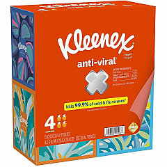 Kleenex Anti-viral Facial Tissue 3 Ply - WhiteBox - 55/Box - 4 / Pack (54506)