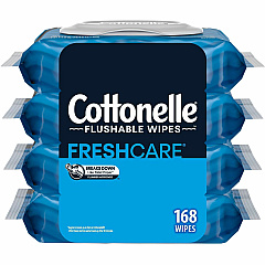 Cottonelle Flushable Wipes 7.25" Length - CleaningRipples Texture - White - FiberPacket - 42/Packet - 4 / Pack (54495)